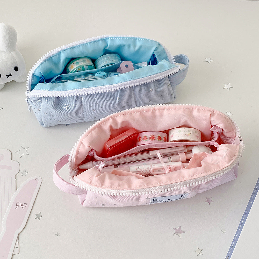 Star Patterned Canvas Pencil Case