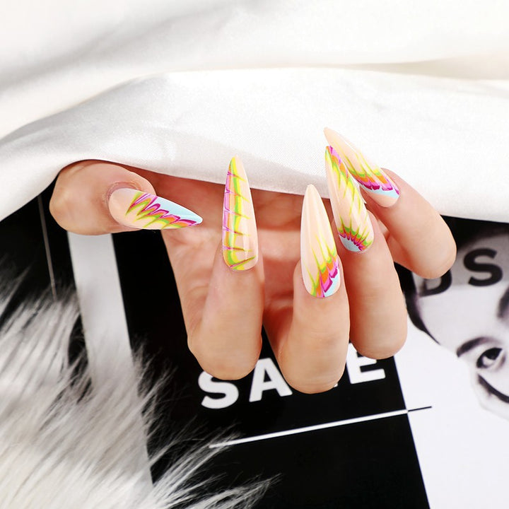 Creative artificial nails with modern wave pattern Stornfield
