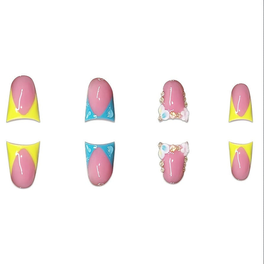 Decorative Press-On Nails with Rhinestone Accents Stornfield
