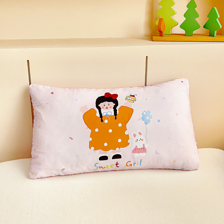 Plush Reversible Toddler Duvet Cover Set with Cute Sleeping Bear Print and Minky Dot Trim