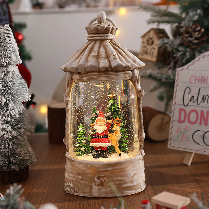 Illuminated Christmas lantern with snow scenes Stornfield