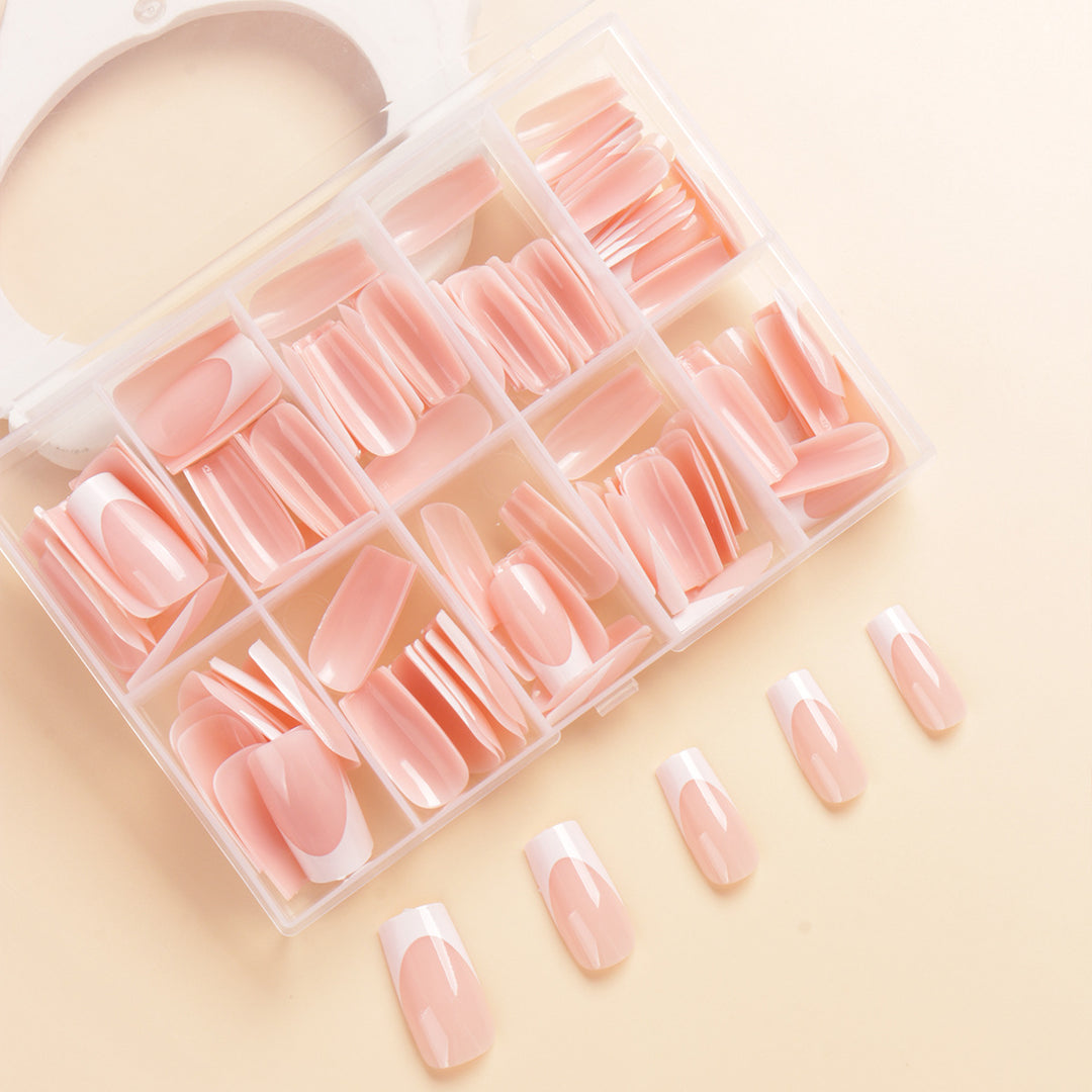 Premium Long-Length French Tip Press-On Nail Set Stornfield