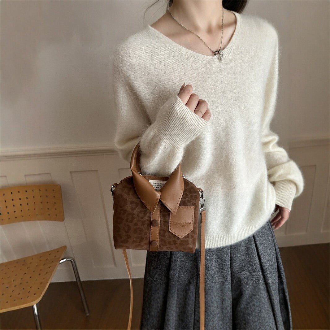 Stylish Animal Print Top Handle Handbag