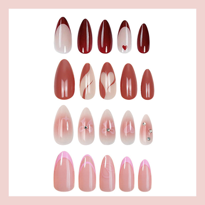 Nail art set with elegant heart and flower decorations Stornfield