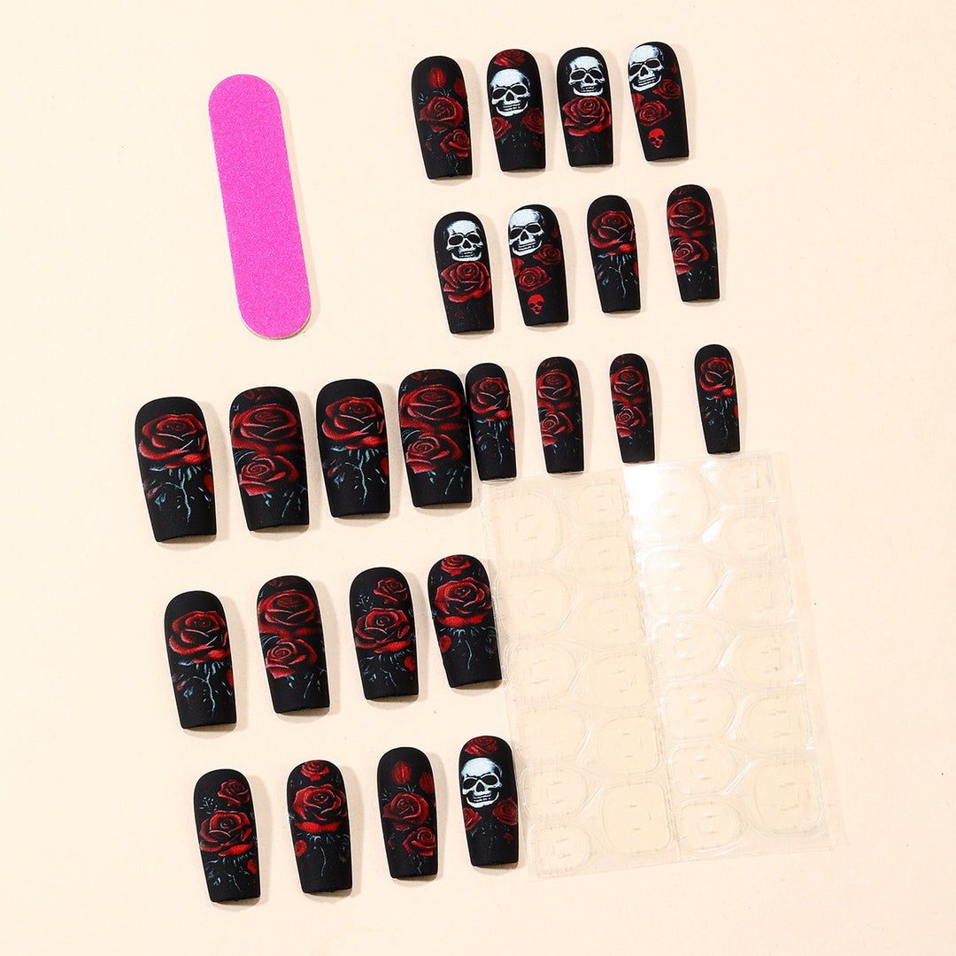 Gothic Skull and Rose Nail Art Extensions Stornfield