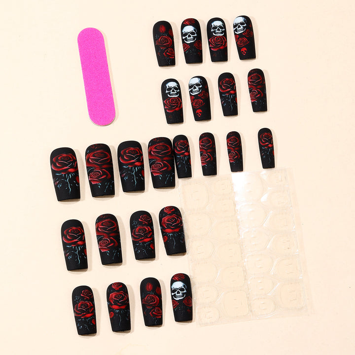 Gothic Skull and Rose Nail Art Extensions Stornfield