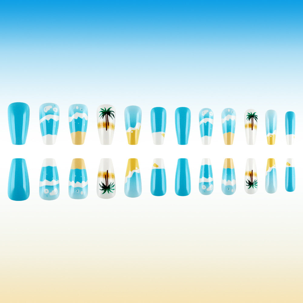 Tropical Beach-Themed Press-On Nail Set Stornfield