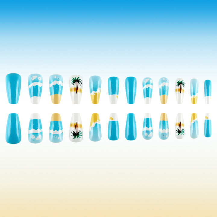 Tropical Beach-Themed Press-On Nail Set Stornfield
