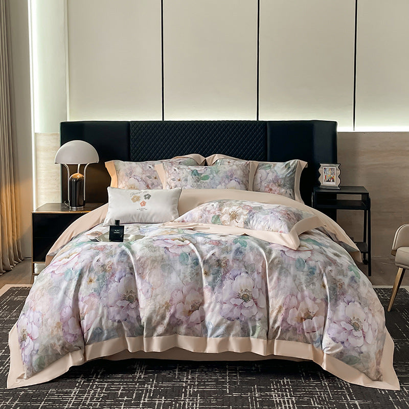 Luxury Floral Cotton Sateen Duvet Cover Set