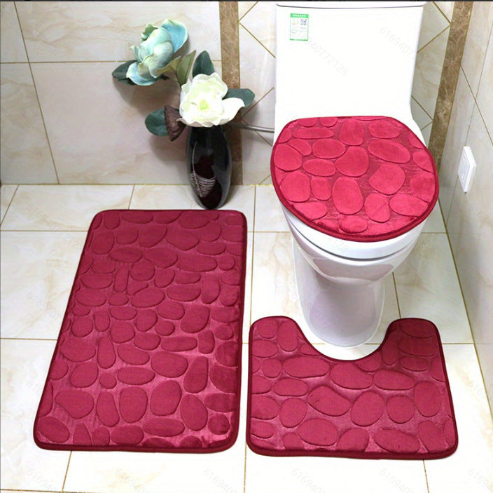 Textured Stone Pattern Bath Mat Set Stornfield