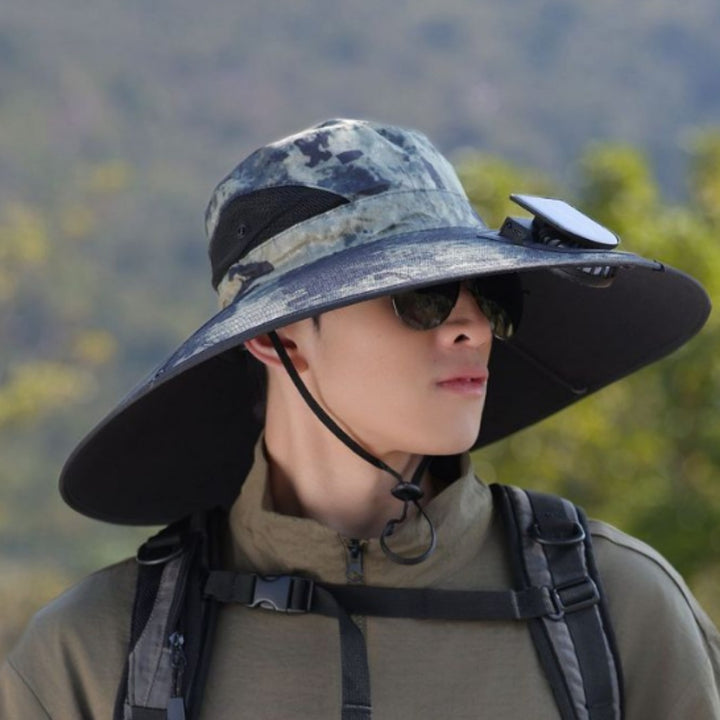 tactical fishing hat with wide brim, mesh ventilation and adjustable chin strap Stornfield