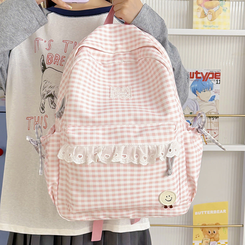Cute Gingham Print Backpack Stornfield