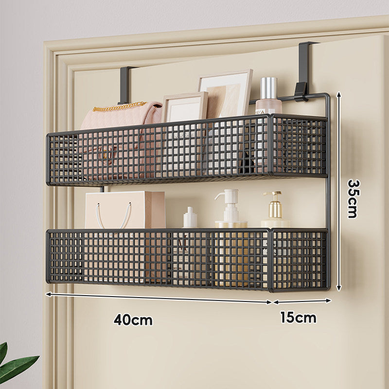 Over-Door Double-Tier Grid Hanging Storage Basket