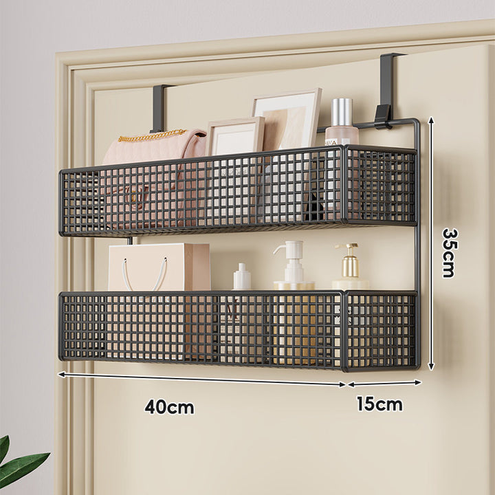 Over-Door Double-Tier Grid Hanging Storage Basket