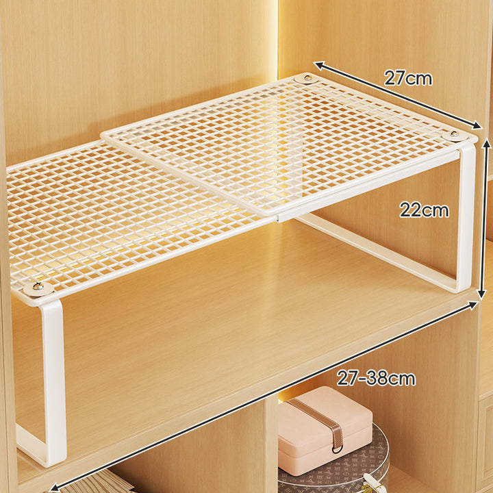 Adjustable Expandable Mesh Closet Shelf Riser with Sturdy U-Leg Support
