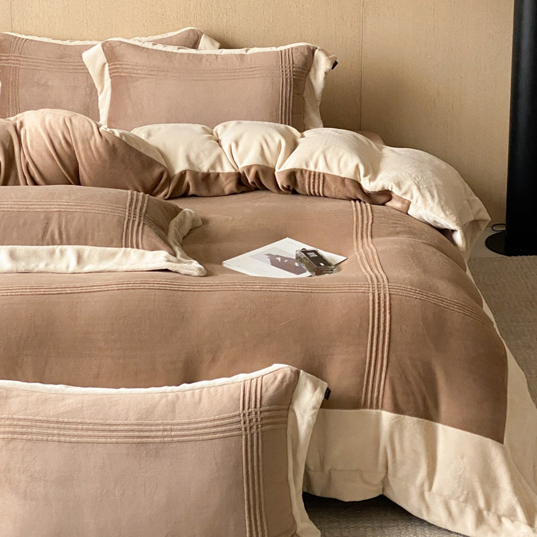 Linen-Blend Pintuck Duvet Cover Set with Matching Pillow Shams