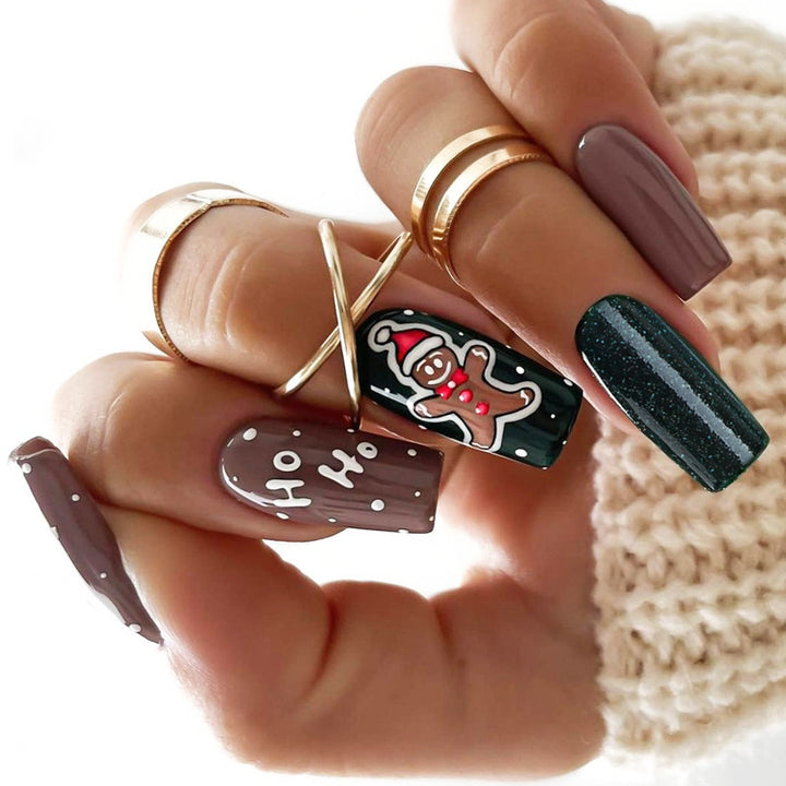 Artificial nail set with festive winter theme Stornfield