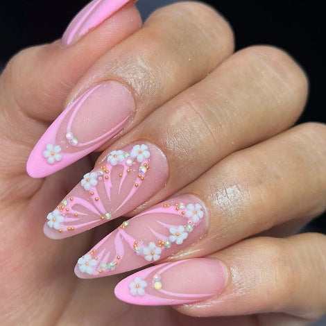 Acrylic nail set with elegant blue and nude color accents Stornfield