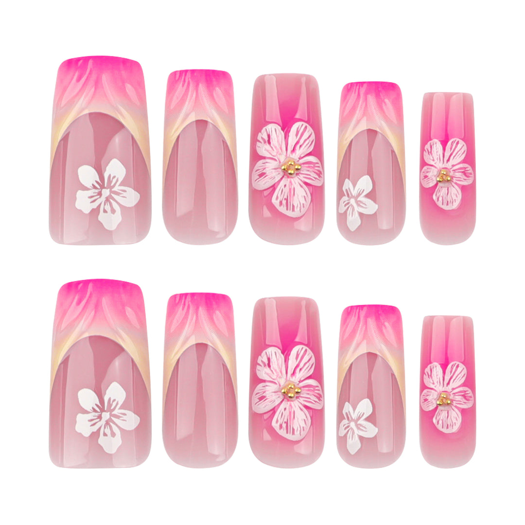 Artistic Nail Extensions with Floral Designs Stornfield