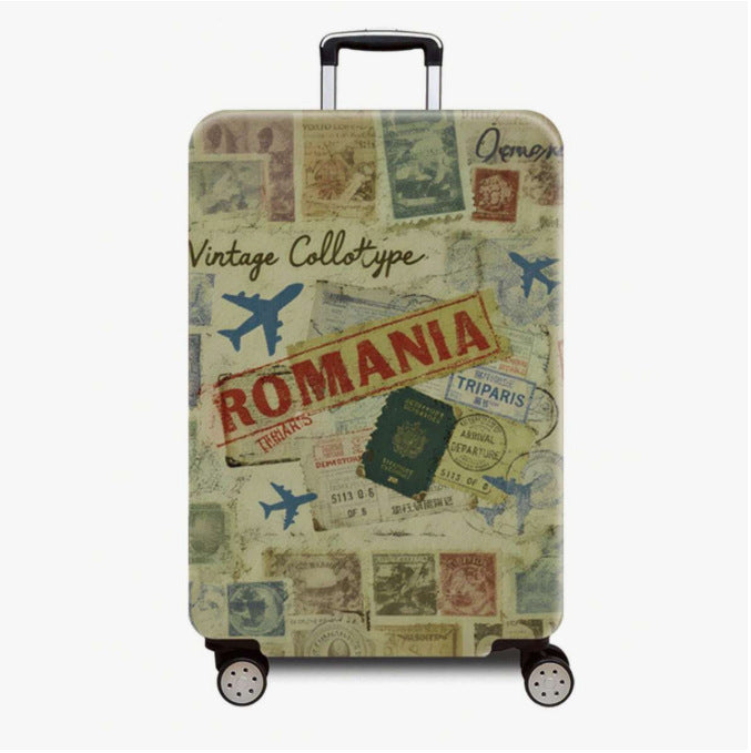 Unisex nan robust Hartschalen Trolley with nostalgic railway collage print, fully rotating smooth-running wheels and retractable telescopic handle Stornfield