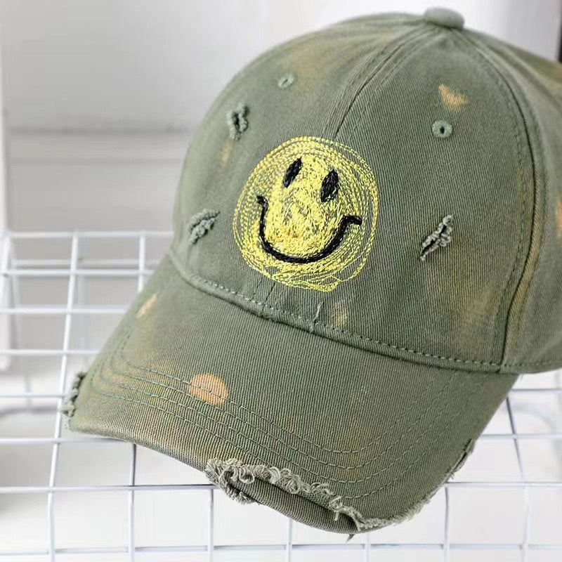 Women's Distressed Smiley Face Baseball Cap Stornfield