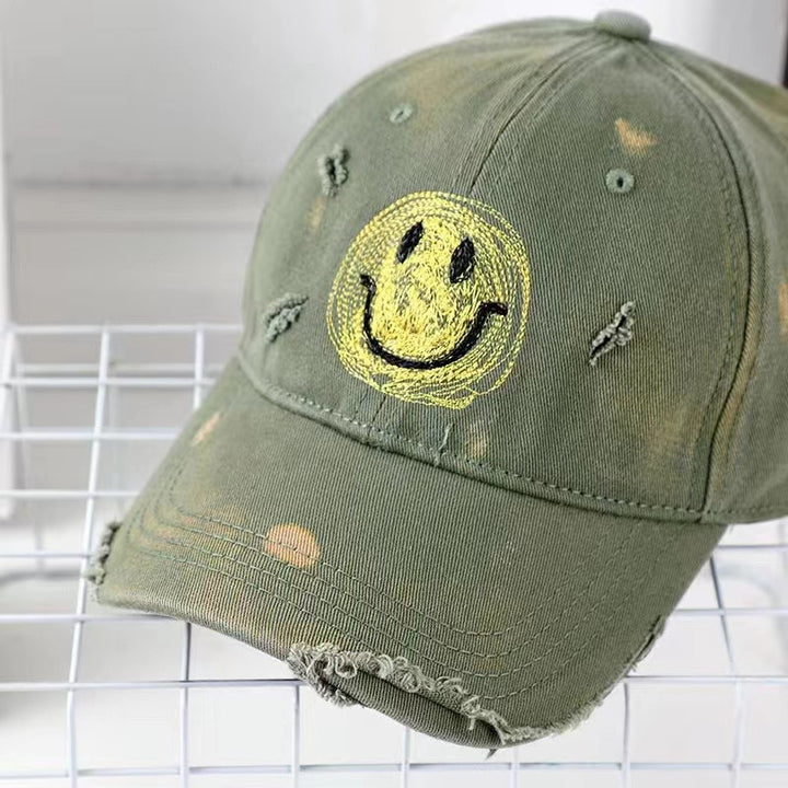 Women's Distressed Smiley Face Baseball Cap Stornfield