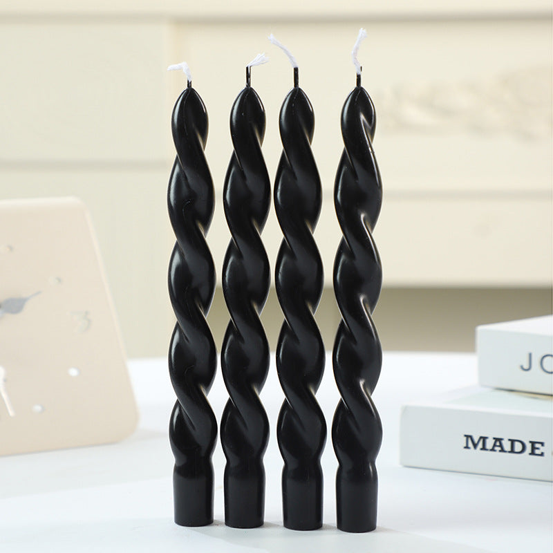 Hand-Poured Twisted Spiral Dinner Taper Candle Set
