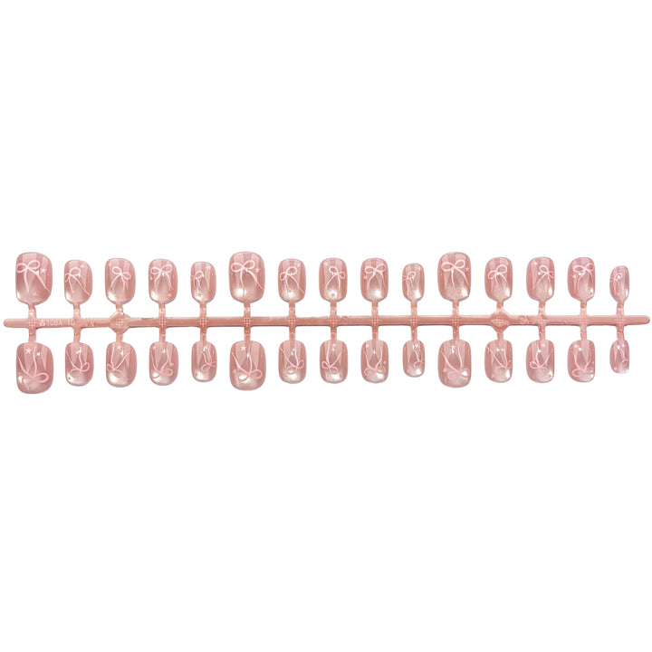 Press-On Nail Art Set with Decorative Bow Design