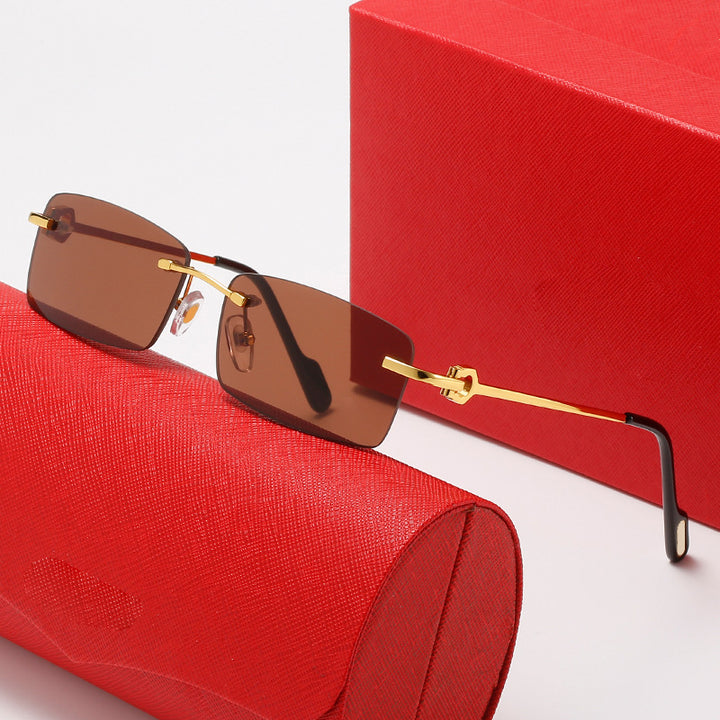 Women rectangular designer sunglasses with elegant metal frame Stornfield