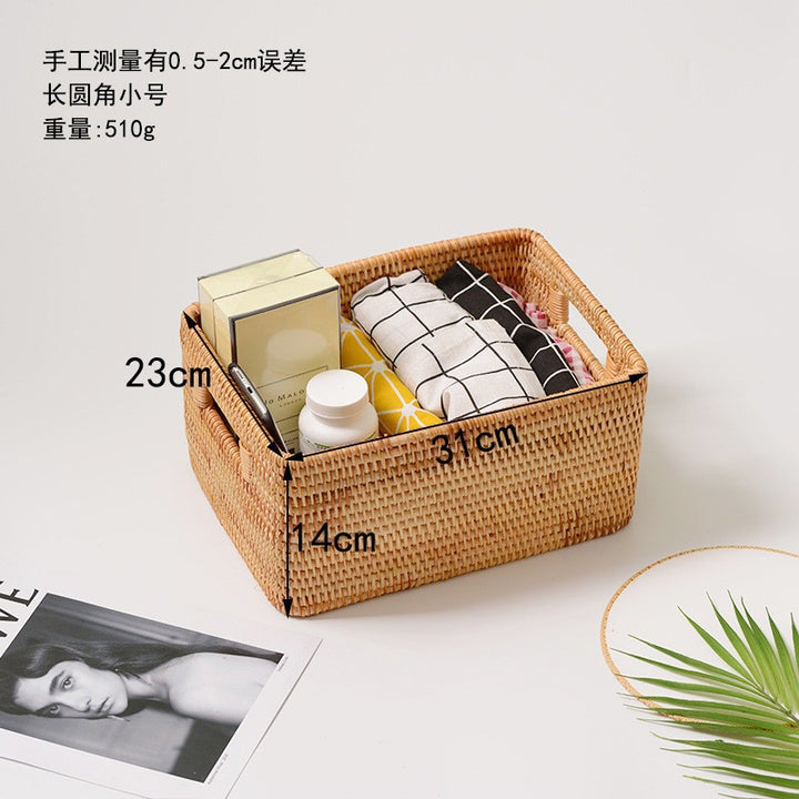 Women rectangular storage basket made of natural material Stornfield