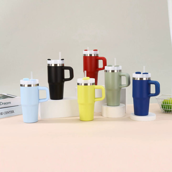 Unisex noble insulated cup with practical straw Stornfield