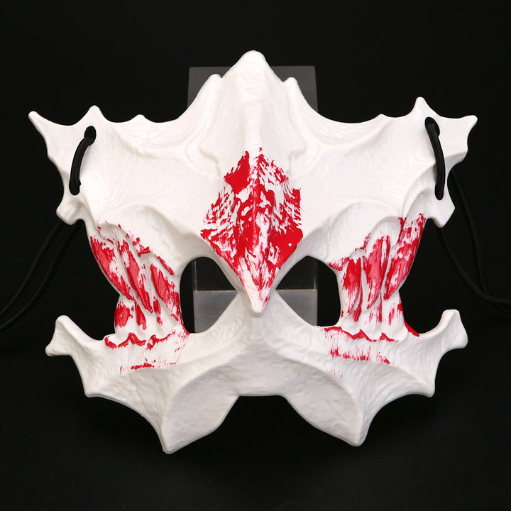 Half-face mask with flashing vampire teeth and adjustable rubber band