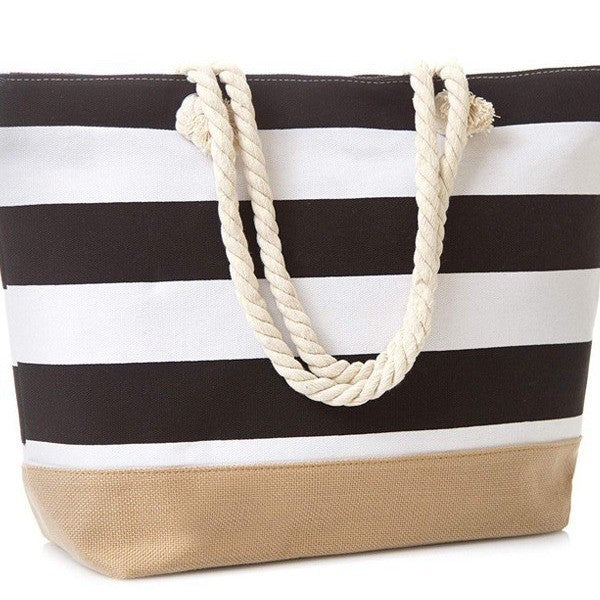 Beach bag with maritime stripes and sturdy rope handles Stornfield