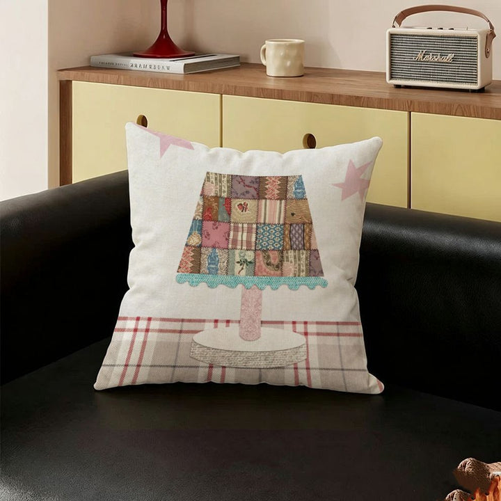 Patchwork Lamp Design Throw Pillow