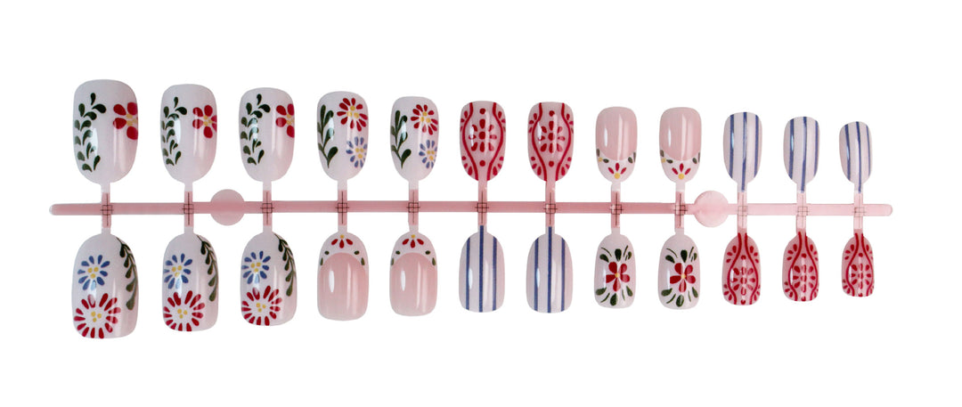 Art nail set with floral and graphic patterns Stornfield