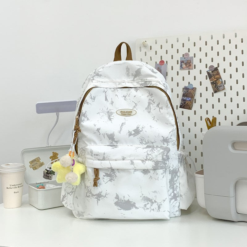 Marble-Patterned Backpack