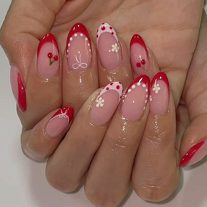Artistic Nail Extensions with Cheerful Cherry Design Stornfield