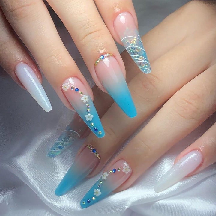 Artful nail extensions with floral ombre design Stornfield