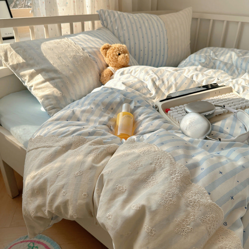 Embroidered Floral Duvet Cover Set