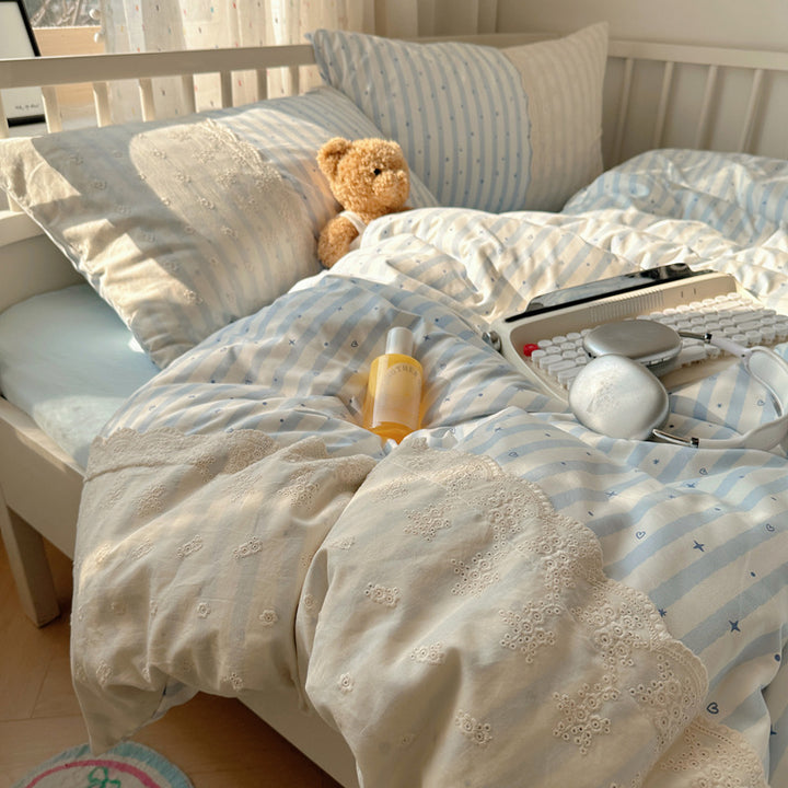 Embroidered Floral Duvet Cover Set