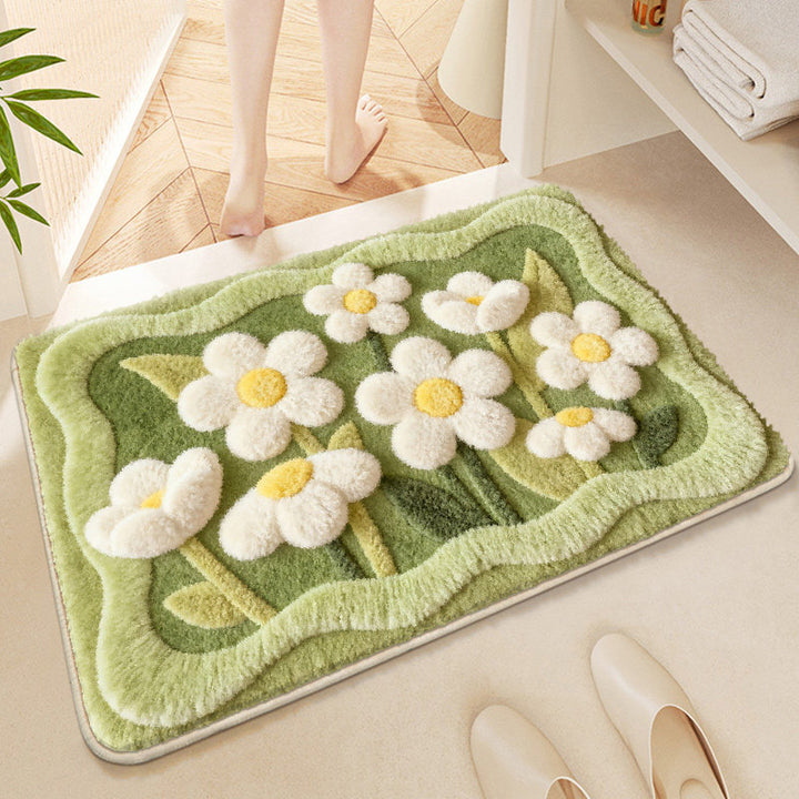 Floral Embroidered Bath Mat