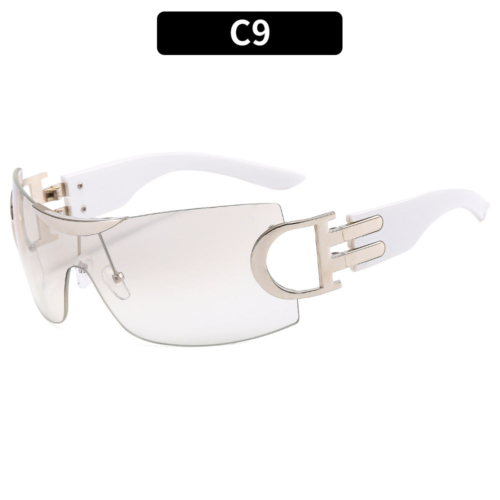 Stylish Shield Sunglasses with Gold Accents