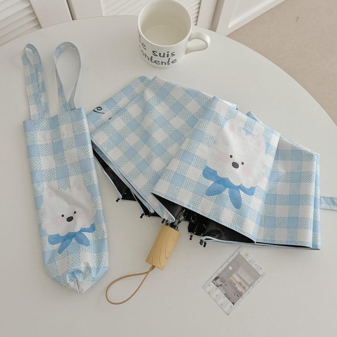 Ladies Foldable Umbrella with Playful Dog Design Stornfield