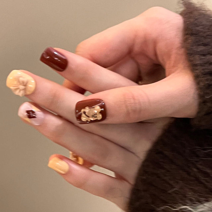 Artful nail extensions in modern design with flower accents Stornfield