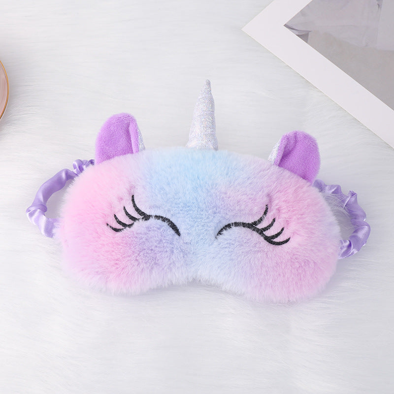 Ladies nan cozy unicorn sleep mask with embroidered eyelashes, soft plush and elastic ruffled ribbon Stornfield