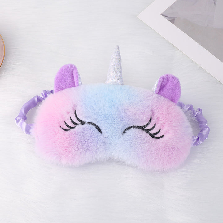 Ladies nan cozy unicorn sleep mask with embroidered eyelashes, soft plush and elastic ruffled ribbon Stornfield