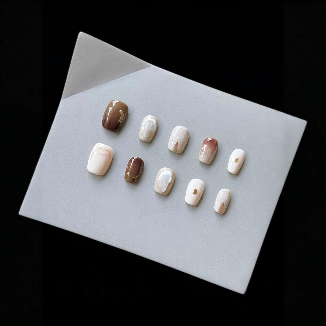 Artistic Marble-Inspired Press-On Nail Set
