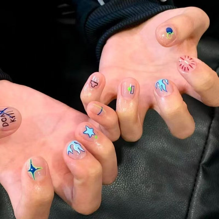 Artistic Coffee-Inspired Press-On Nail Art Set Stornfield