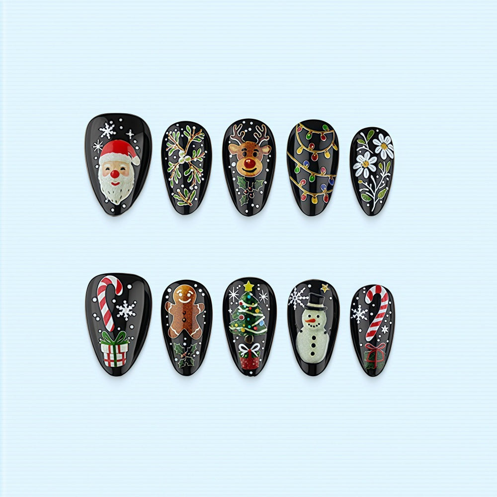 Festive artificial nail set with Christmas motifs Stornfield