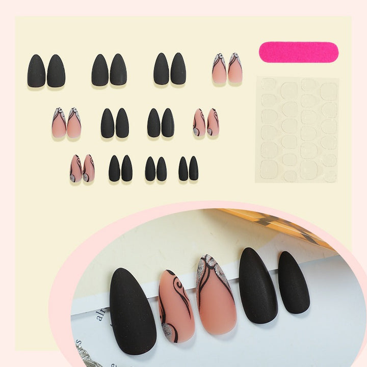 Creative nail art set with exquisite marbled designs and elegant accents Stornfield